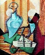 Juan Gris flaska och glas oil painting reproduction